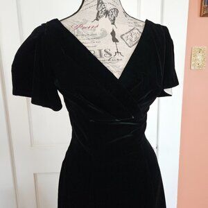 Vintage 50's Black Velvet Party Dress S-4